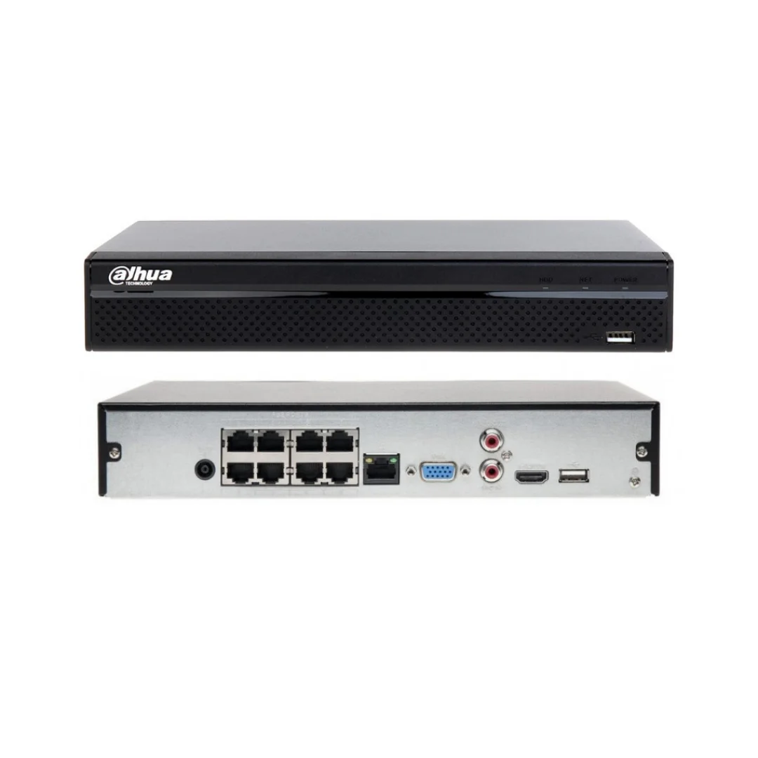 NVR 8CH H.265+ Decodificacion, 80MBPS 1 Sata 1 HDMI, 8 PoE Max. 72W